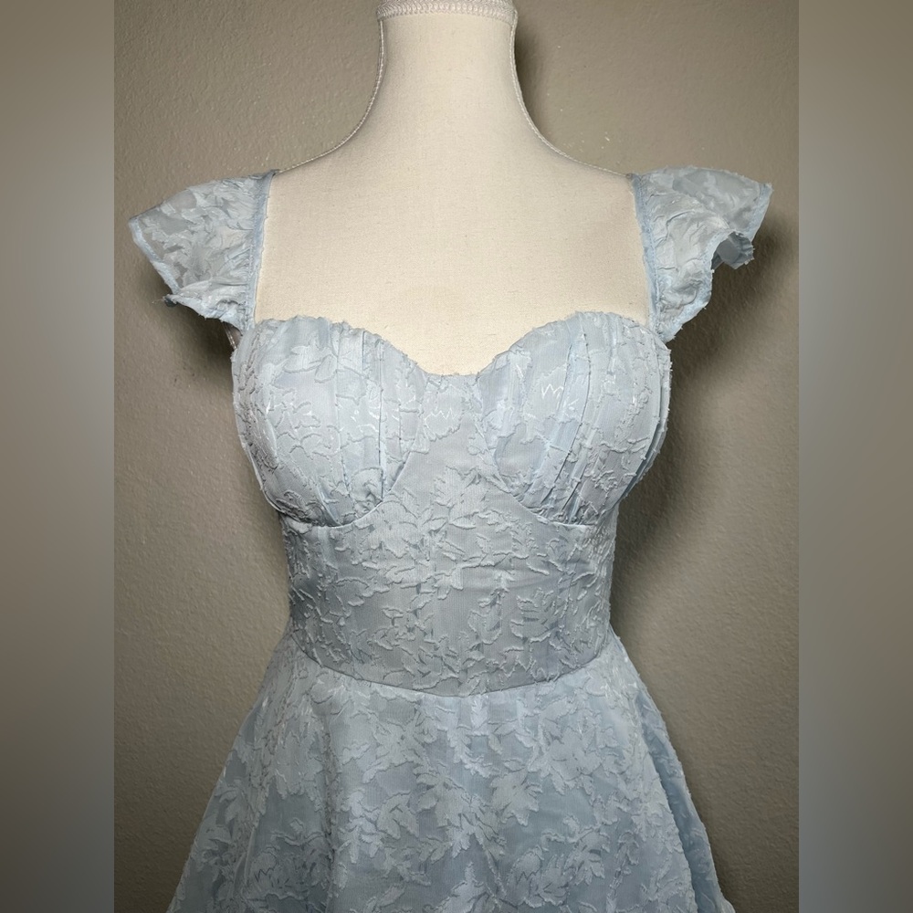 Windsor Light Blue Lace Mini Romper Dress S Babydoll Corset - Picture 4 of 13